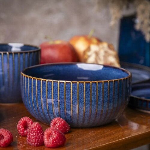 Castron din porțelan Altom Reactive Stripesalbastru , 15 cm