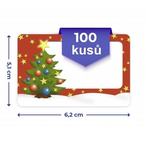 Vianočné samolepiace štítky v zásobníku, 100 ks