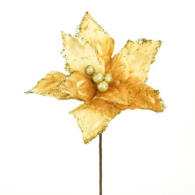 Vianočná kvetina Ponsettia trblietavá, 25 x 30 cm, šampaň