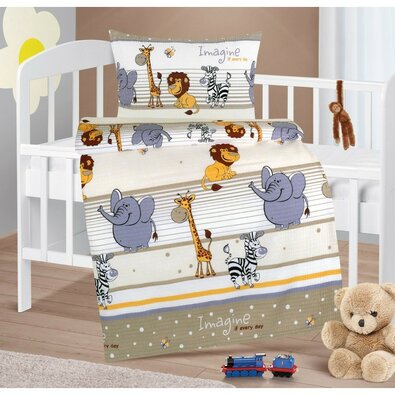 Bellatex Pościel dziecięca z kory do łóżeczka  Agáta Safari beżowy, 90 x 135 cm, 45 x 60 cm