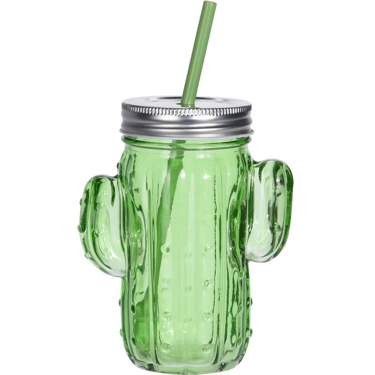 Pohár s viečkom a slamkou Cactus, zelená