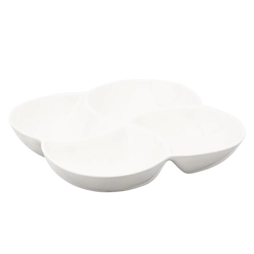 Altom Porcelánový set na pochutiny na bambusovém podnosu Regular, 22 x 22 x 4,5 cm