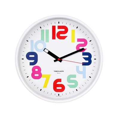 Zegar ścienny ze szkłem mineralnym biały, śr. 30,5 cm