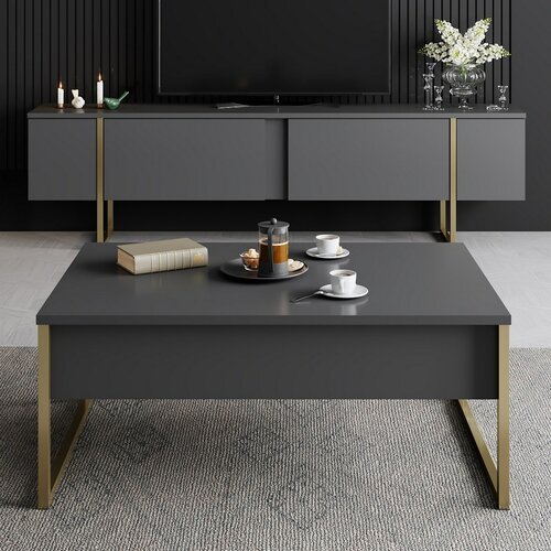Konferenční stolek Luxe Anthracite and Gold
