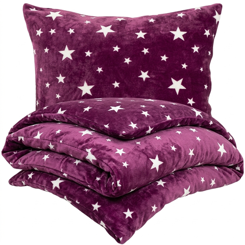 4Home Pościel mikroflanela Stars violet, 140 x 200 cm, 70 x 90 cm
