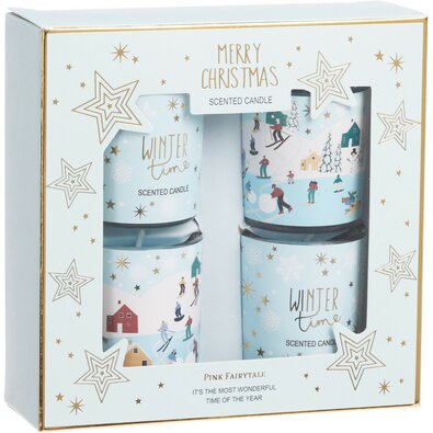 Sada vonných svíček Winter Fun, vůně WinterBreeze, 40 g, 4 ks