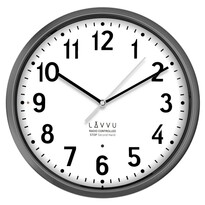 LAVVU Šedé hodiny Accurate Metallic Silver řízené rádiovým signálem, pr. 30 cm