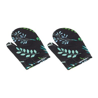 Mănușă de bucătărie Bellatex Frunze negru, 28 x 18 cm, 2 buc