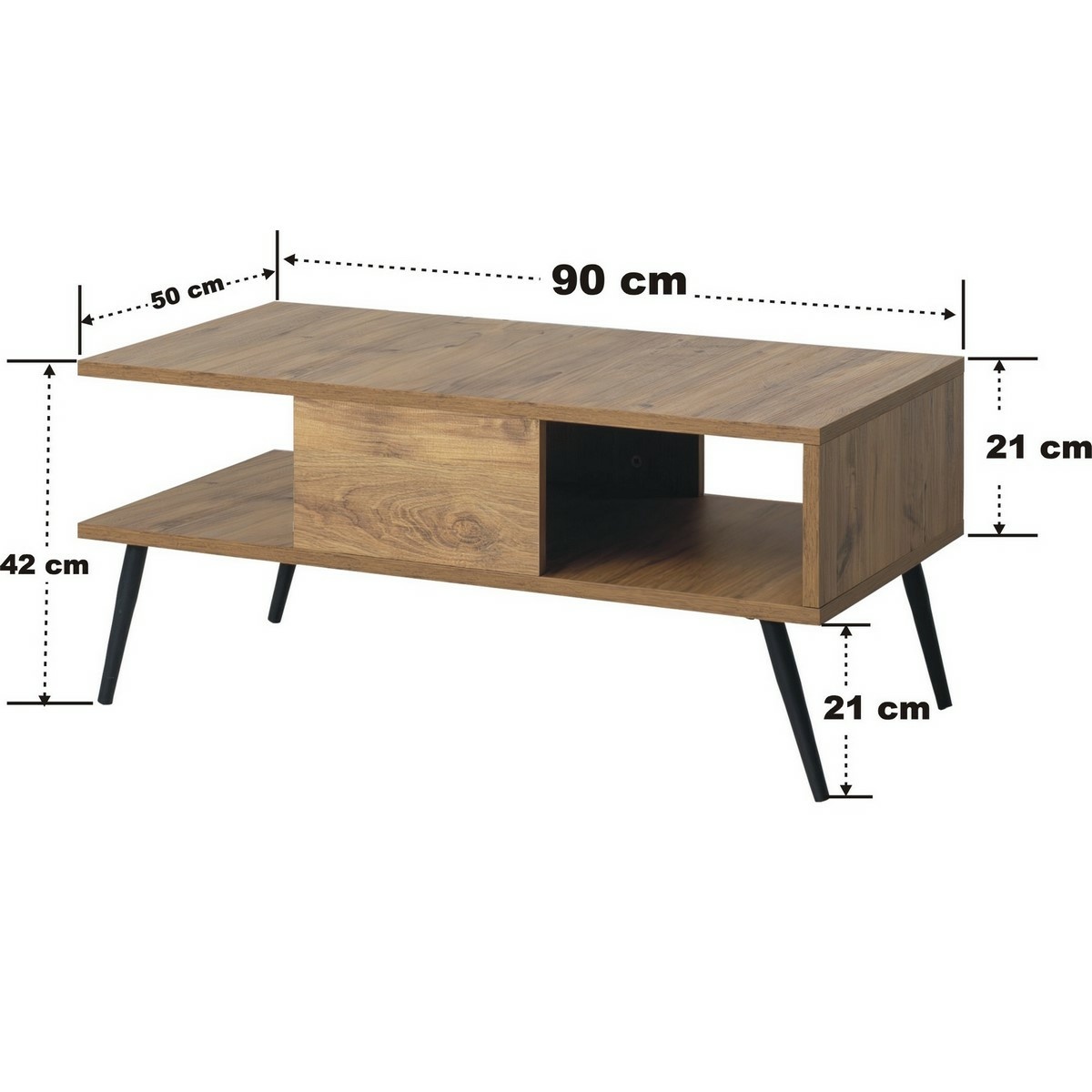 Konferenčný stolík Bukle Atlantic Pine and Black