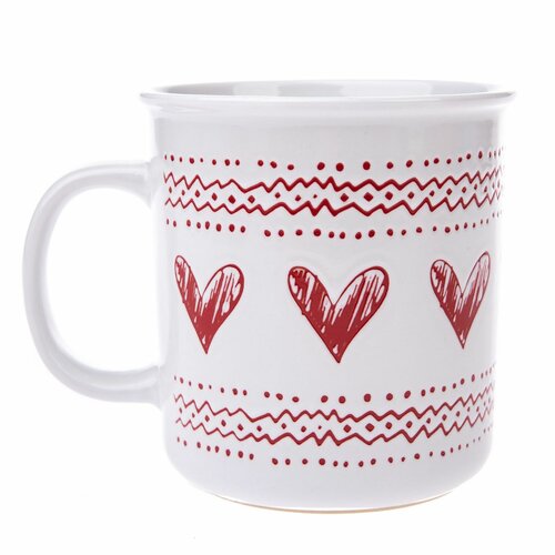Božični keramični lonček Christmas heart I bel,710 ml