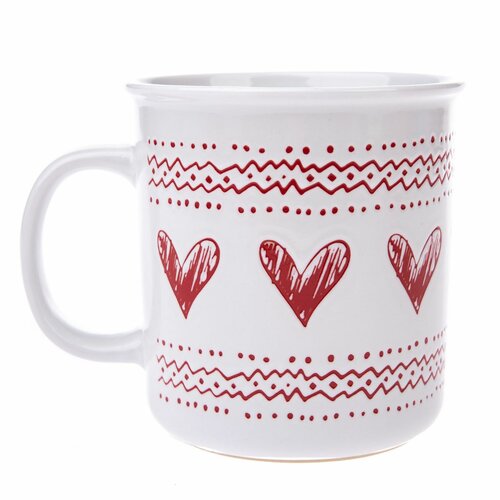 Weihnachtstasse aus Keramik Christmas heart I weiß, 710 ml