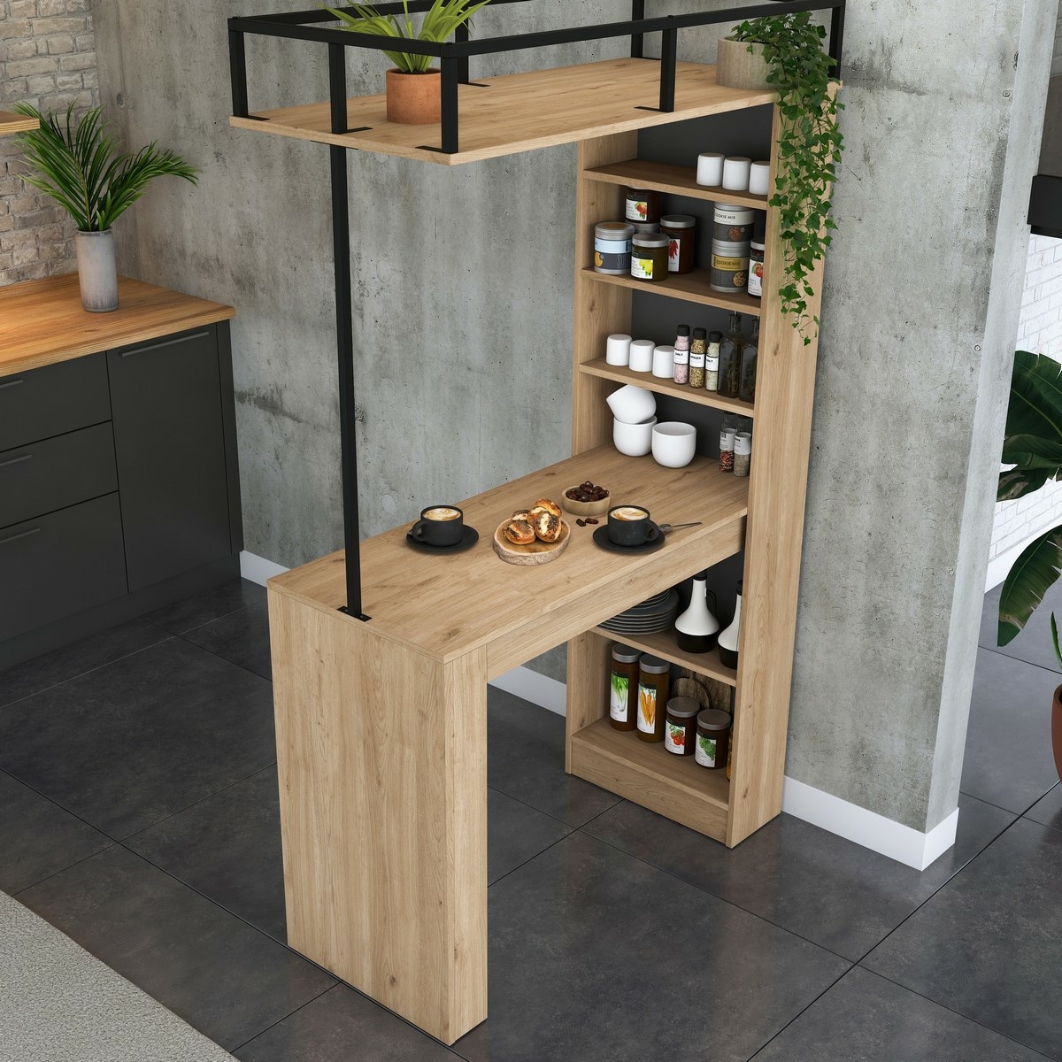Barový stôl stôl Jany Walnut and Black