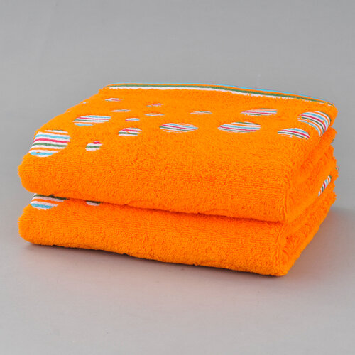 Sada bavlnených uterákov s kruhmy, oranžová, 50 x 90 cm, sada 2 ks
