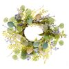 Wielkanocny wieniec z kwiatami i jajkami, zielony, śr. 35 cm
