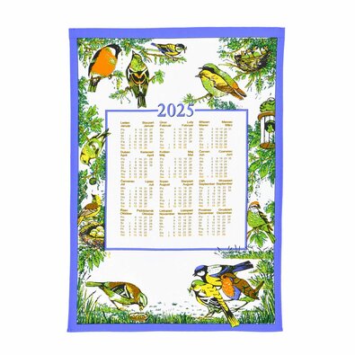 Madarak 2025-ös textil naptár pálcával, 45 x 65 cm