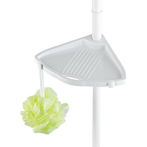 Wenko Teleskopická rohová polica do sprchy Compact 145–275 cm, biela