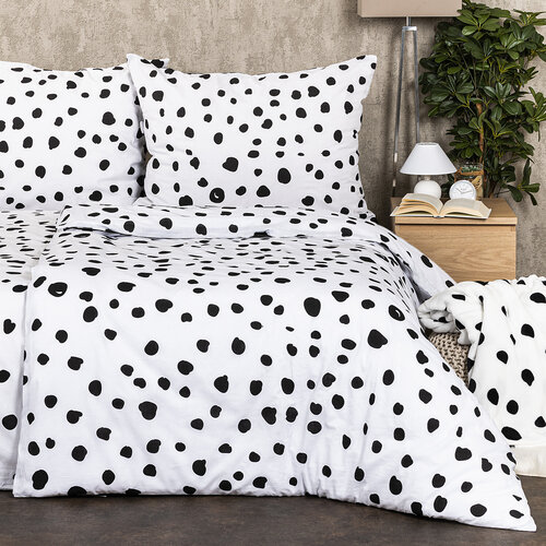4Home Baumwollbettwäsche Dalmatin Schwarz und  Weiß, 140 x 220 cm, 70 x 90 cm