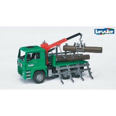 Bruder 2769 Vehicule forestiere MAN TGA Camion delemne cu braț de încărcare și 3 bușteni