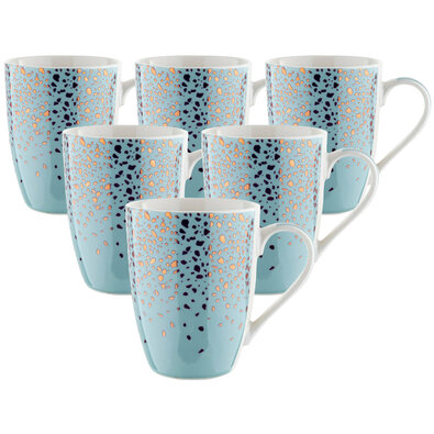 Florina Sada porcelánových hrnček Blue 340 ml, 6 ks