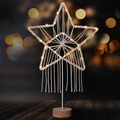 Solight LED gwiazda bożonarodzeniowa „Łapacz snów”, biała, 49 cm, 45 diod LED, 2 baterie AAA