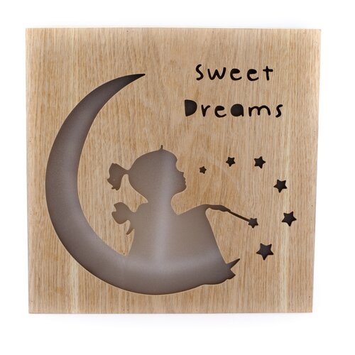 Dřevěná závěsná svíticí dekorace Sweet dreams, 25 x 25 cm