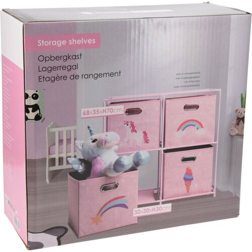 Dulap pentru copii Storage Solutions cu 4cutii de depozitare, 68 x 35 x 70 cm