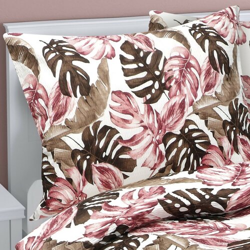 Bellatex Krep posteljnina Monstera roza, 140 x 200cm, 70 x 90 cm
