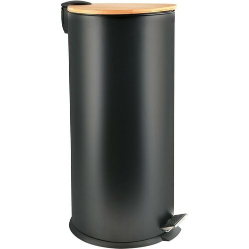 Spirella Kosz na śmieci z pedałem i bambusową pokrywą Adonis 30 l, matowy czarny
