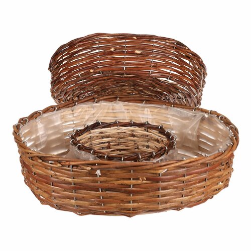 Zestaw wiklinowych osłon na doniczki Sven, 3 szt.,brązowe