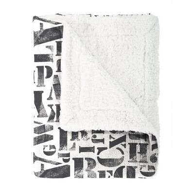 Pătură imitaţie lână Mistral Home Alphabet negru, 130 x 170 cm