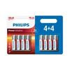 Baterii alcaline Philips AA 1,5 V Power, 4 + 4 buc