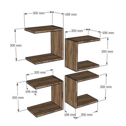 Raft de bază Sapphire Oak, 4 buc