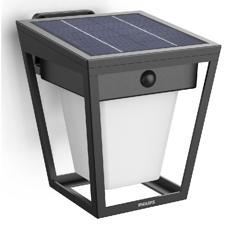 Philips Nissa UltraEfficient solarny kinkiet LED,czujnik, czarny, 1,8 W, 250/25 lm, 3000 K