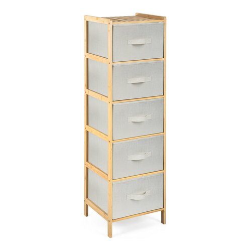 Raftier din bambus cu coșuri G21, 5 etajere, bej