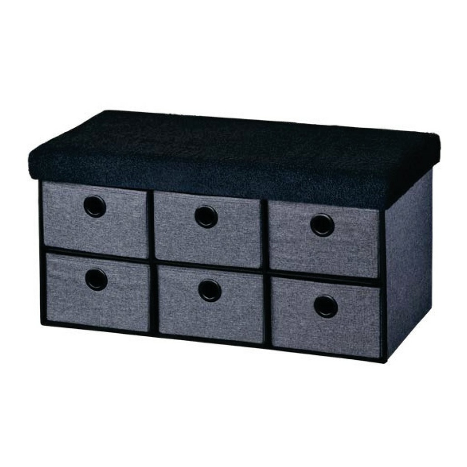 Kesper 15953 Kárpitozott komód 6 rekeszes,szürke-fekete, 76 x 38 x 38 cm