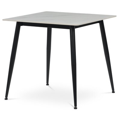 Esstisch 80 x 80 cm, Keramik und Marmor, weiß