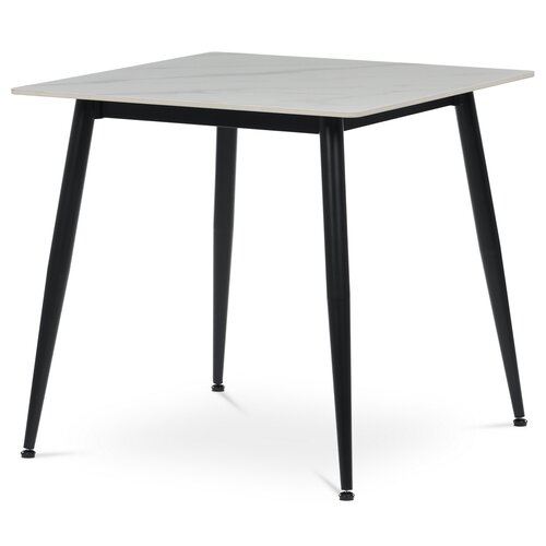 Esstisch 80 x 80 cm, Keramik und Marmor, weiß