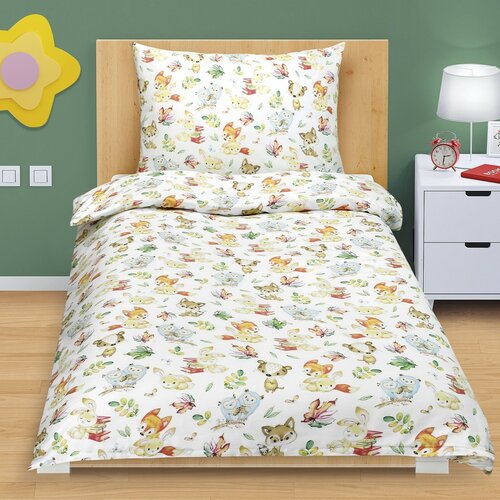 Bellatex Otroško bombažno posteljnino JuniorGozdne živali, 140 x 200 cm, 70 x 90 cm