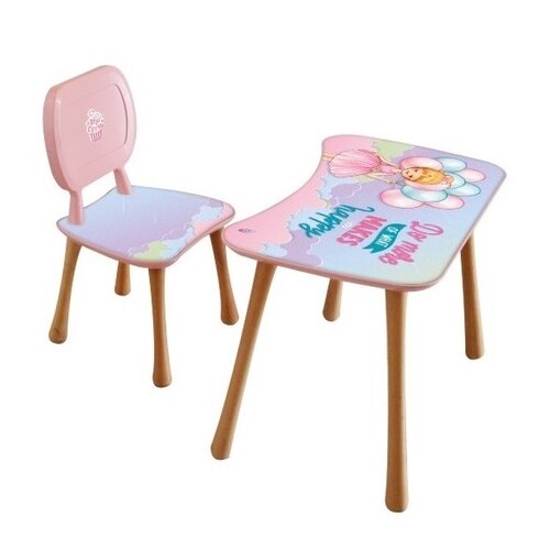 Dětský stolek s židličkou Holčička s balónky, 65 x 41 x 47 cm