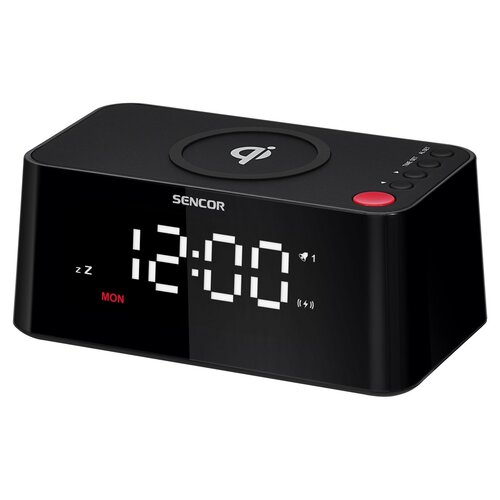 Sencor SDC 7600 Qi zegar z ładowarką, czarny