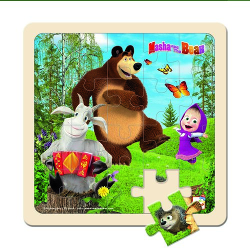 Bino Puzzle Máša a medveď s kozou, 15 x 15 cm