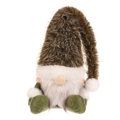 Karácsonyi dekoráció Ülő manó, magasság 20 cm,zöld/fehér