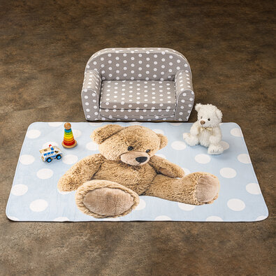Detský koberec Ultra Soft Medvedík modrá, 130 x 180 cm