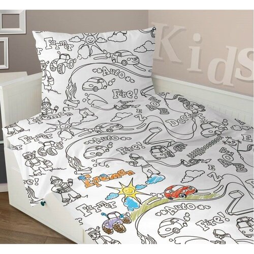 Dziecięca pościel bawełniana kolorowanka Chłopcy, 140 x 200 cm, 70 x 90 cm
