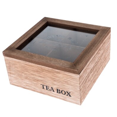 Cutie de lemn pentru plicuri de ceai TEA, 16 x 16 x 8 cm