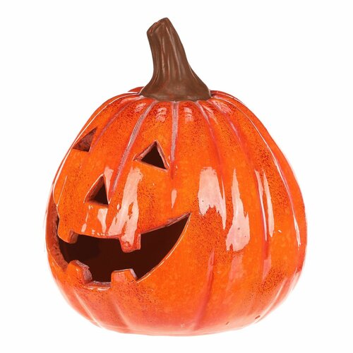 Decorațiune LED de toamnă Dovleac cu față, 14 x 13x 16 cm, ceramică