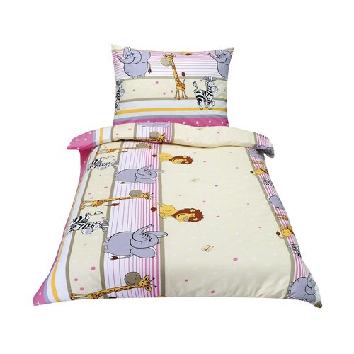 Bellatex Дитяча бавовняна постільна білизна Junior Safari рожевий, 140 x 200 см, 70 x 90 см