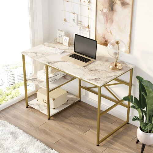 Schreibtisch Vilge White Marble and Gold