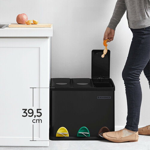 Kovový odpadkový koš na tříděný odpad 3 × 8 l,