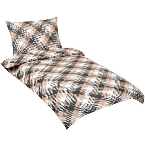 Bellatex Бавовняна постільна білизна Клітинка сірий, бежевий, 140 x 220 см, 70 x 90 см